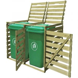 Abri de poubelle Cache-poubelle double 240 l Bois imprégné 13822