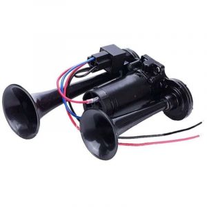 Klaxon double 600 dB, super puissant, avec compresseur, pour voitures, motos, camions, trains et bateaux 12 V (noir)