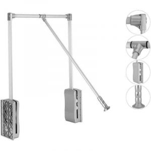 Elevateur Barre de Penderie Escamotable Tringle Relevable, Rabattable pour Armoire Barre porte-manteau Réglable pour Placard (Aluminium - 83-115mm)