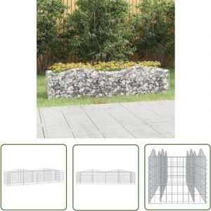 The Living Store - Lit surélevé à gabions arqué 200x50x50 cm Fer galvanisé - Jardiniere En Gabion - Bordure Jardin - Bac Acier - Décoration Extérieur