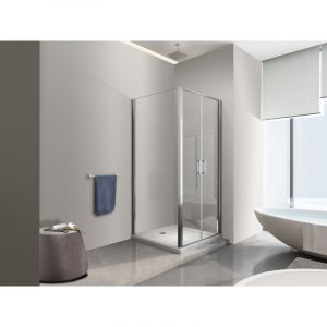 NALA Douche de 6 mm avec un paroi fixe laterale et porte type saloon (receveur non inclu) - 65-67,5 fixe x 87-90 saloon