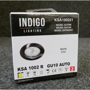 Spot encastré LED rond nickel satiné fixe Ø 78mm pour ampoule GU10 50W max (non incl) alim 230V IP23 KSA 1002 R INDIGO