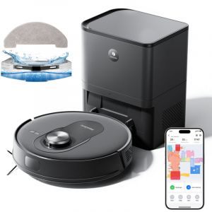 Proscenic - Q8 Max - Aspirateur robot laveur - Station d'auto-vidage -6000Pa - 200 min d'autonomie - Navigation lidar - Noir