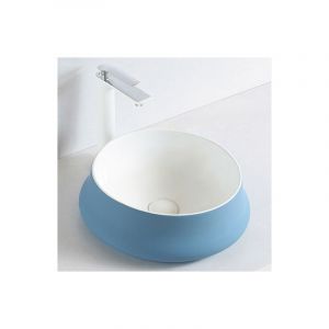 Bernstein - Vasque / Evier design rond en c&eacute;ramique sanitaire &agrave; poser sur meuble salle de bain et toilettes - 45,5x45,5x15 cm - KW6188 - Couleur et