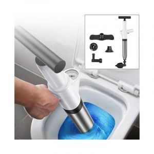 Rapanda - Déboucheur de Toilette Haute Pression avec 4 Têtes Remplaçables Déboucheur à Pompe wc Déboucheur de Canalisation (Blanc)
