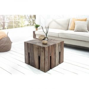 Licht-erlebnisse - Table d'appoint bois flotté 30x45x30cm bloc de bois unique table basse tabouret rangement