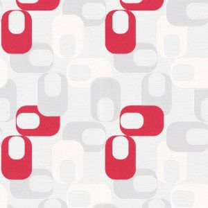 BRICOFLOR Papier Peint r&eacute;tro rouge, gris et blanc Papier Peint r&eacute;tro chic pour salon, cuisine & plus Tapisserie intiss&eacute;e rouge pour chambre