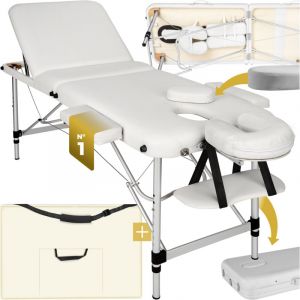 Table de massage pliante largeur 61cm r&eacute;glable en hauteur blanc