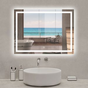 Acezanble - Miroir lumineux 100 x 80cm anti-buée +dimmable + mémoire, miroir de salle de bain led