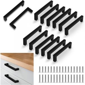 [JAMAIS UTILISÉ]12 Pièces Poignée de Meuble Cuisine Noir, Entraxe 128mm, Poignet de Porte Cuisine et Armoire, Meuble en Acier Inox Poignées pour