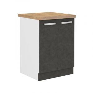 Meuble bas 2 portes battantes - Gris mat - l 60 x p 51,6 x h 85 cm - lassen