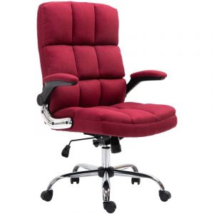 HHG - jamais utilis&eacute;] Chaise de bureau 489, chaise de bureau pivotante, r&eacute;glable en hauteur, tissu/textile rouge-vin