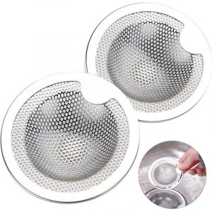 2PCS Filtre à Évier en Acier Inoxydable Filtre Evier Cuisine Filtre de Vidange INOX Crépine d'Évier Grille Evier Cuisine pour Evier de Cuisine, Salle