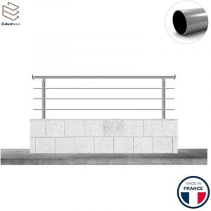 Balustrone France - Garde-corps aluminium sur muret, 2m pose latérale à visser en applique, intérieur et extérieur, prague 3 lisses, en kit