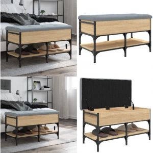 Banc à chaussures chêne sonoma 82x42x45 cm bois d'ingénierie - Banc Chaussure - Banc Entrée - Rangement Chaussures - Meuble Rangement - Banc Coffre