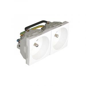 Prise double de courant avec protection 4 modules blanc pour goulottes