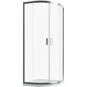 Parama - Cabine de douche semi-circulaire 80x80cm Ouverture coulissante Profilés aluminium chromé Verre transparent 6mm h190 - Réversible Mod. Java