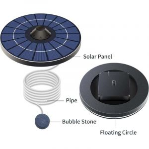 Pompe &agrave; Oxyg&egrave;ne pour A&eacute;rateur d'&Eacute;tang Solaire avec Tuyau d'air Et Pierre &agrave; Bulles A&eacute;rateur d'&Eacute;tang &agrave; Eau Flottante Oxyg&eacute;nateur de R&eacute;servoir de