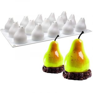 Vtizikl 15 cavit&eacute;s 3D Moule &agrave; poire en silicone pour la cuisson de la mousse, des g&acirc;teaux, des poires et des fruits en silicone pour g&acirc;teau