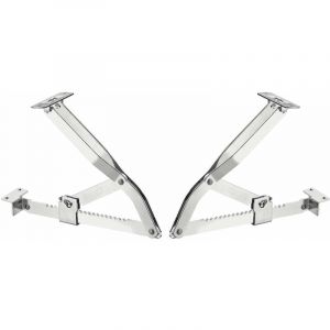 2x Charnière ferrure de levage à 19 crans d'arrêt en acier zingué pour sommier couchette grand lit hauteur max 375mm à visser Bras Support Compas