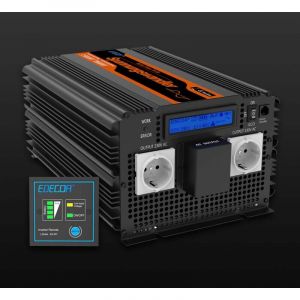EDECOA Convertisseur 24v 220v Pur Sinus 3500w Onduleur et &eacute;cran LCD pour convertisseur de tension Camion Panneau Solaire autocaravane avec