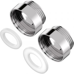 2 adaptateurs de robinet, filetage int&eacute;rieur F24 &agrave; filetage ext&eacute;rieur M22, adaptateur d'a&eacute;rateur, id&eacute;al pour a&eacute;rateurs et lavabos (argent&eacute;, F24-M22)