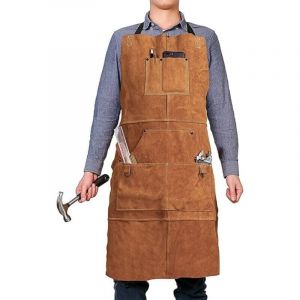Ymyny - jamais UTILISÉ]Tablier de menuisier en cuir, tablier de travail avec 6 poches à outils, tablier de soudeur pour hommes et femmes, tablier