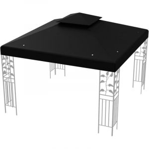 Toile de Rechange pour Tonnelle 3x3m, Toit de Remplacement Pliable pour Pavillon de Jardin, Auvent de Rechange Imperméable en Polyester (Noir avec
