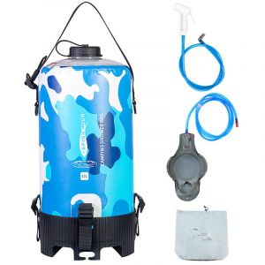 Sac de douche de camping portable 12 l avec pompe à pied et tuyau de tête pour randonnée - Tonysa