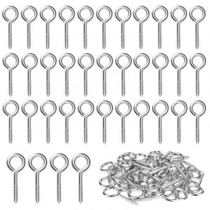 Jamais UTILISÉ]40 Pièces M3 Piton à Visser en Acier Inoxydable 304 Vis Mouton Oeil Rond Auto Taraudeuse Vis à Anneau Crochets à Oeil Boulon à œil