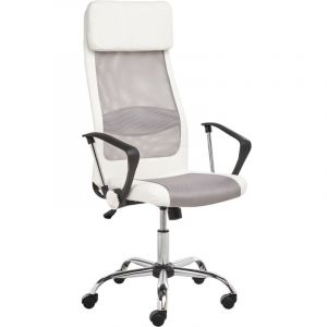 Beliani - Chaise de Bureau Moderne en Tissu Synthétique Blanc au Style Gaming avec Accoudoir en Plastique