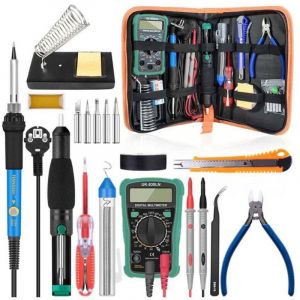 Fer à Souder Kit, 60W Kit de Soudure, Temperature Réglable de 200450, Multimètre, 5PCS Conseils de soudage, Pompe à Dessouder, Station