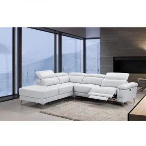 Canap&eacute; d'angle relax en cuir de Buffle Alessandro - Blanc Angle droit