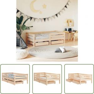 Cadre de lit enfant avec tiroirs 70x140 cm bois de pin massif - Lit Bébé - Lit Enfant - Meuble Enfant - Chambre D'enfant - Mobilier Enfant - The