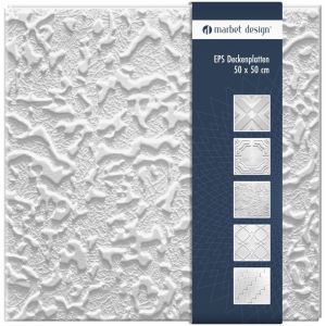 Marbet Design dalles plafond polystyr&egrave;ne EPS blanc 30 d&eacute;cors diff&eacute;rents 50x50cm paquet &eacute;conomique: 10 m&sup2; / 40 plaques, Pasat