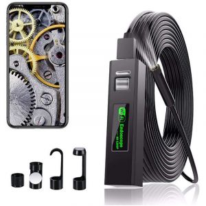 Camera Endoscopique Endoscope WiFi Cam&eacute;ra d'inspection USB, 1200P HD Cam&eacute;ra Endoscope IP68 Etanche avec 8 LED pour iphone, Android, iPad, Mac, PC,