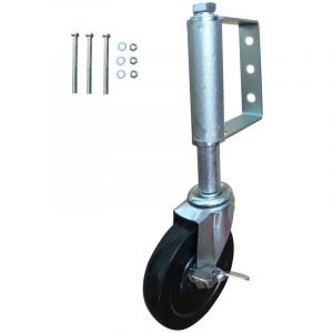 Roulette de portail &agrave; ressort 10,2 cm avec frein, roulettes de portail robustes avec patin de montage universel, capacit&eacute; de charge de 113 kg, 10,2