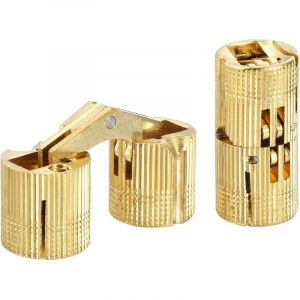 Charni&egrave;re cylindrique, charni&egrave;re de meuble dissimul&eacute;e, angle d'ouverture de 180 degr&eacute;s, convient pour le bricolage, or, 14 mm, 2 pi&egrave;ces