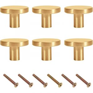 Bouton Poign&eacute;e Dor&eacute;e 6Pcs Bouton de Meuble Dor&eacute; Bouton Poign&eacute;e Laiton Bouton Poign&eacute;e or Monotrou Poign&eacute;e Dor&eacute;e pour Cuisine placards tiroir commodes