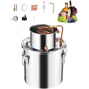 Mophorn - Alambic à alcool, distillateur d'eau et d'alcool en acier inoxydable de 19 l avec serpentin en cuivre. Kit de fermentation et de raffinage