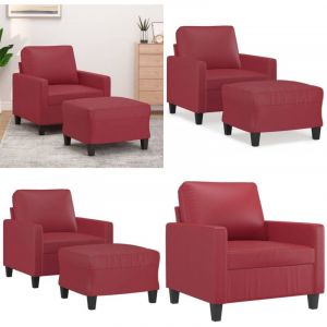 Vidaxl - Fauteuil avec repose-pied Rouge bordeaux 60 cm Similicuir - Fauteuil - Chaise Relaxante - Canapé Deux Places - Simili Cuir - Meuble Salon