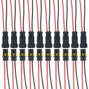 Shining House - 10 Kits 2 Broches Voiture &Eacute;tanche Connecteur &Eacute;lectrique avec Fil, Voiture Fiche etanche, &eacute;tanche &agrave; la poussi&egrave;re, isol&eacute; et scell&eacute;