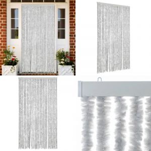 Rideau anti-mouches gris 100x220 cm chenille - Rideau Anti-moustique - Rideau Insecte - Protection Contre Les Insectes - Rideau Fenetre - Intimité