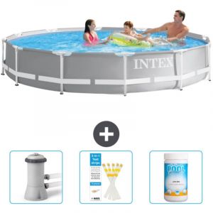 Intex - Piscine ronde prisme frame 366 x 76 cm - Grise - Incluse Accessoire CB73