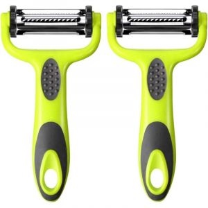 2 Pi&egrave;ces &Eacute;plucheurs Multifonction 3 en 1, &Eacute;plucheur de L&eacute;gumes, &Eacute;plucheur de Fruits, &Eacute;plucheur Pivotant, &Eacute;plucheur Rotatif, &Eacute;plucheur de Carottes,