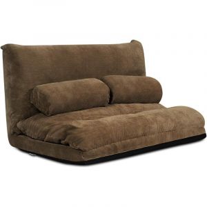 Costway - Canap&eacute; de Sol Pliable en Velours C&ocirc;tel&eacute;, Canap&eacute;-Lit Convertible avec Dossier R&eacute;glable &agrave; 6 Positions, Chauffeuse Paresseuse &agrave; 2 Places avec