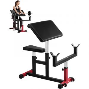 VEVOR Banc a Biceps Charge Maximale de 200 kg, Pupitre a Biceps pour Entrainement avec Halteres et Barre d&rsquo;Halteres, Banc de Musculation de Bras,