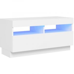 Helloshop26 - Meuble tv multimédia étagère télévision buffet téléviseur salle à manger salon chambre avec lumières led 80 x 35 x 40 cm blanc