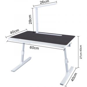 Dazhom - Table pour Ordinateur Portable Pliante avec Lampe r&eacute;glable en hauteur Noir