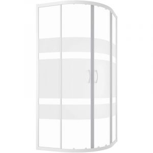Parama - Cabine de douche semi-circulaire 90x90 cm Blanc Profilés aluminium Verre sérigraphié 4mm h185 Mod. Grenade